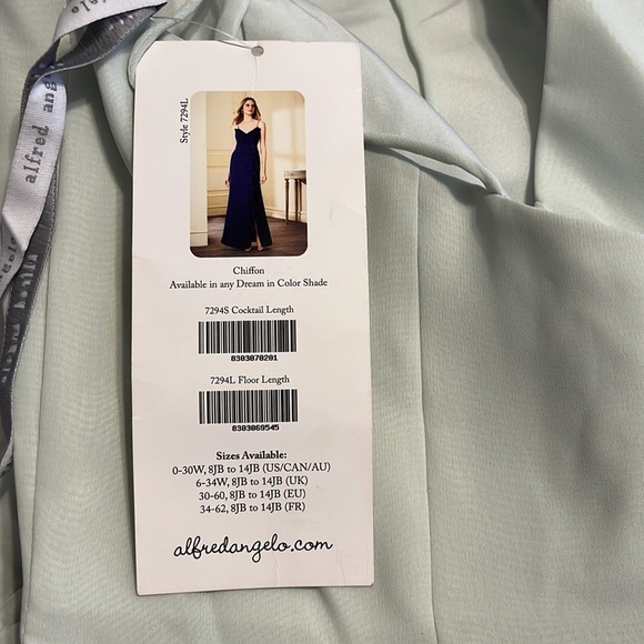 NWT Alfred Angelo COCKTAIL DRESS Spaghetti Straps SEA MIST BLUE GREEN 7294S - Picture 7 of 10